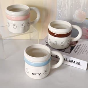 In Stock Miffy Rabbit Ceramic Mug Ins Style High Aesthetic Couple Water Cup Supermarket Exclusive Breakfast Cup Coffee