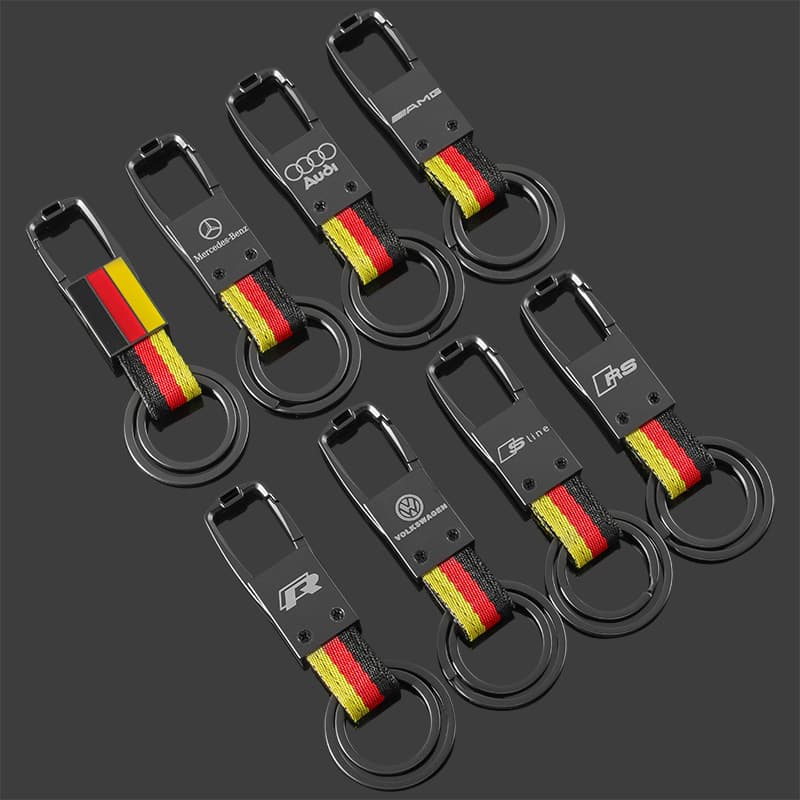 M Tri-Color Sport Emblem Audi Sline Volkswagen R Mercedes-Benz AMG Nylon Woven Strap Car Emblem Keychain Pendant