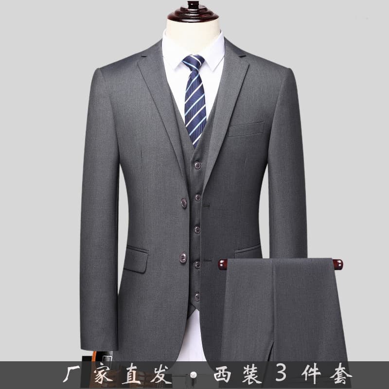 Suit men's suit casual black dress business formal new wedding suit Korean style slim jacket high-end