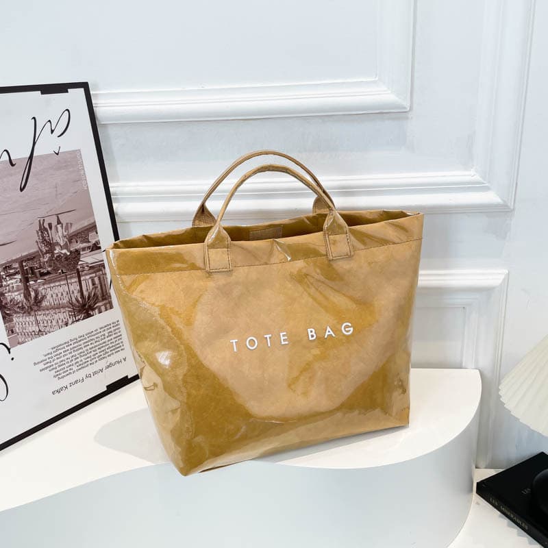 2025 Dupont Paper PVC Tote Bag, Personalized Fashion Minimalist Women's Bag, Letter Print Casual Large Capacity Multi-Functional Tote