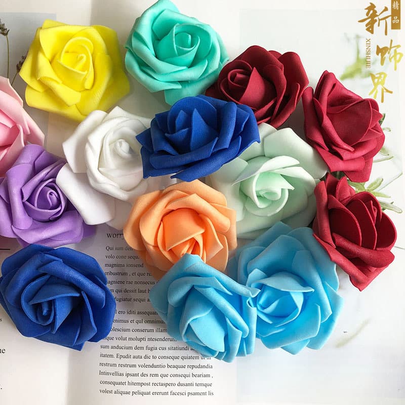 Artificial PE Rose Head 5-Layer Faux Foam Rose Flower 6-7cm Diameter Fake Flower Ball Material Wholesale