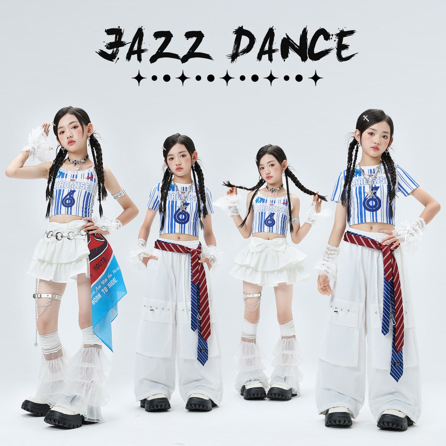 Jazz dance girls' clothing, trendy and cool children's cheerleading dance performance, children's group style street dance performance clothing, fashionable