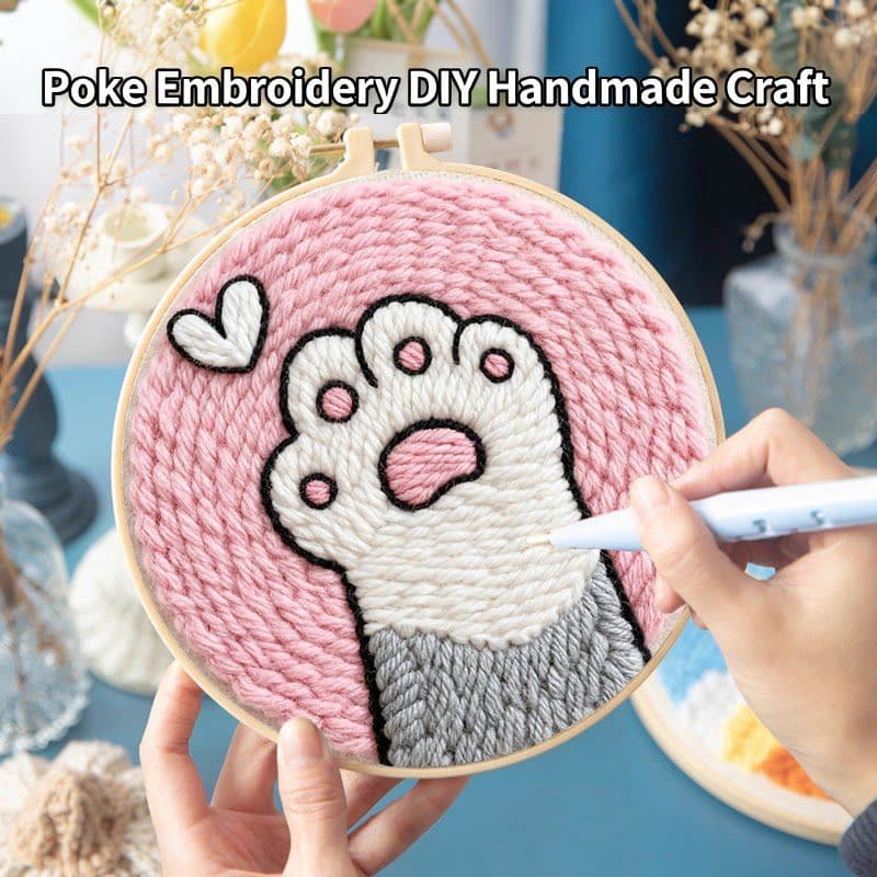 Punch Needle Cartoon Anime DIY Kit, Russian Hand Embroidery Wall Art, Punch Needle Tool, Student Yarn Embroidery