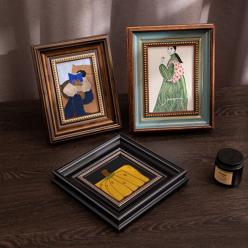 Retro European style photo frame empty frame table 6 inch creative light luxury 10 inch A3 wall hanging picture frame new Chinese style custom size