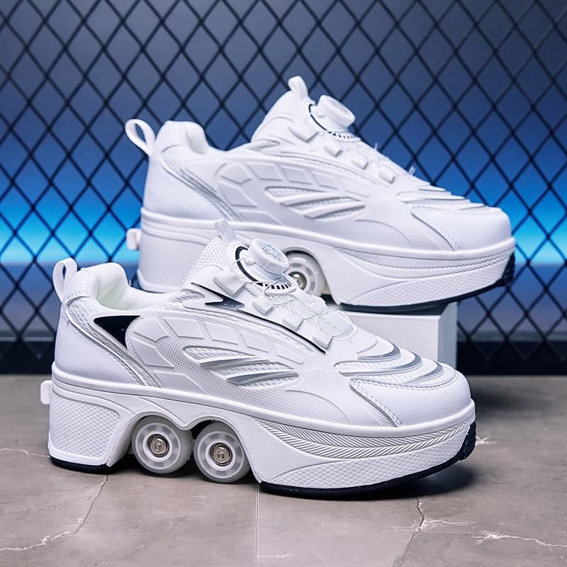 Kids Light-Up Roller Shoes for Girls and Boys, Summer Walking and Skating Shoes, Four-Wheel Roller Skates for Elementary School Students
