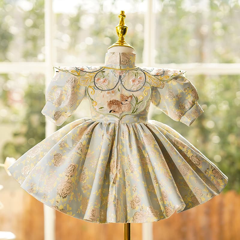 One-year-old dress Chinese style baby girl baby catch week dress girl banquet children's national style cheongsam dress western style flower girl