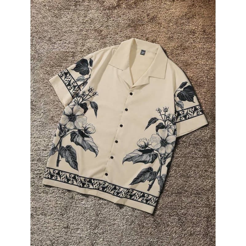 K 80193 Hawaiian Print Mens Short Shirt Hawaiian Print Short Sleeve Shirt