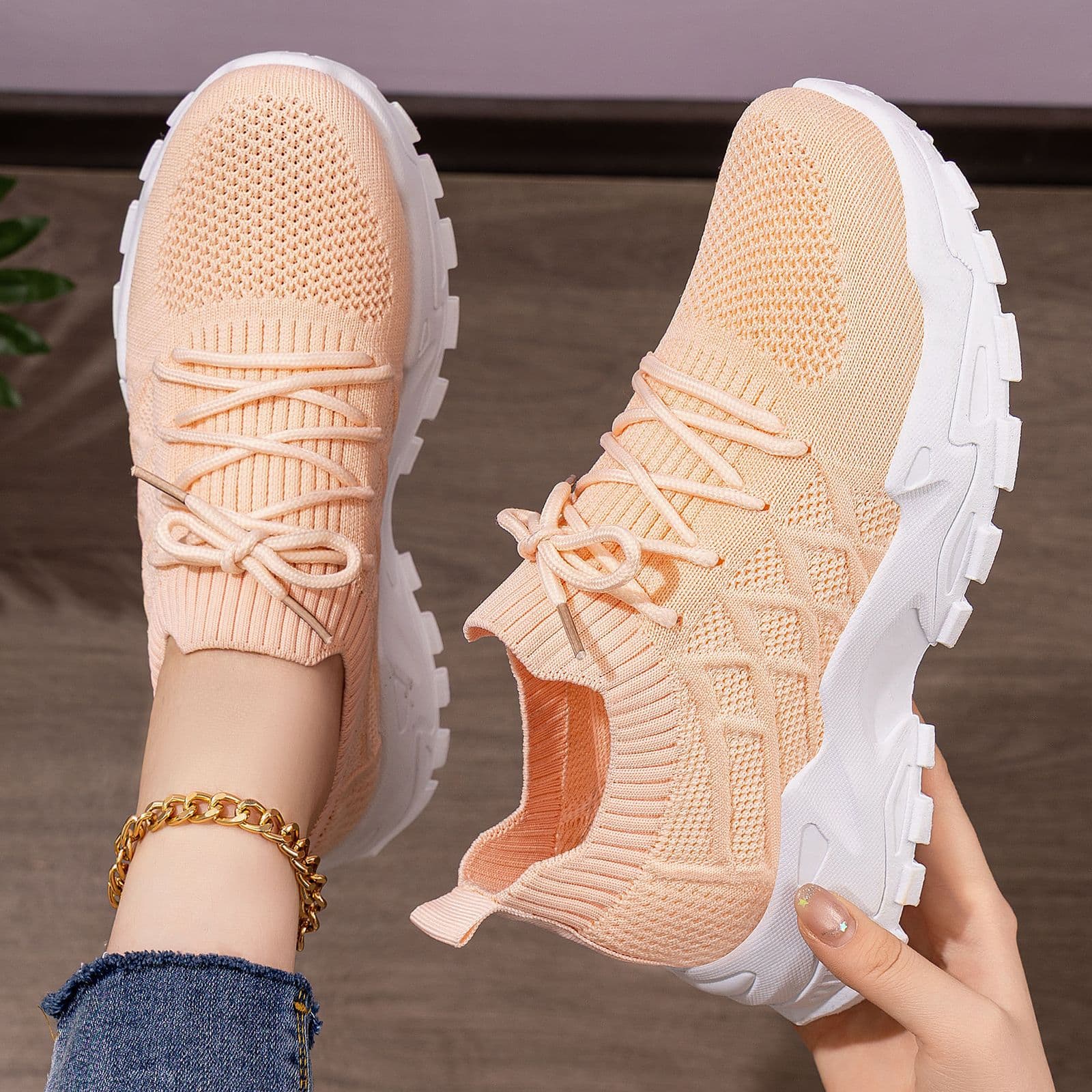 Women's Cross-border Drop Shipping Large Size Platform Sneakers Breathable Non-smelly Sports Shoes Comfortable Casual Shoes