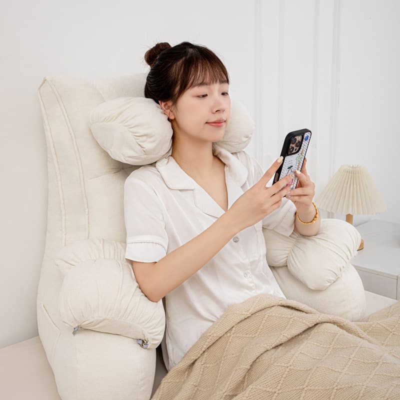 Bed head lumbar support cushion for phone use, waist support for pregnant women, reading in bed tool, sofa neck pillow removable and washable