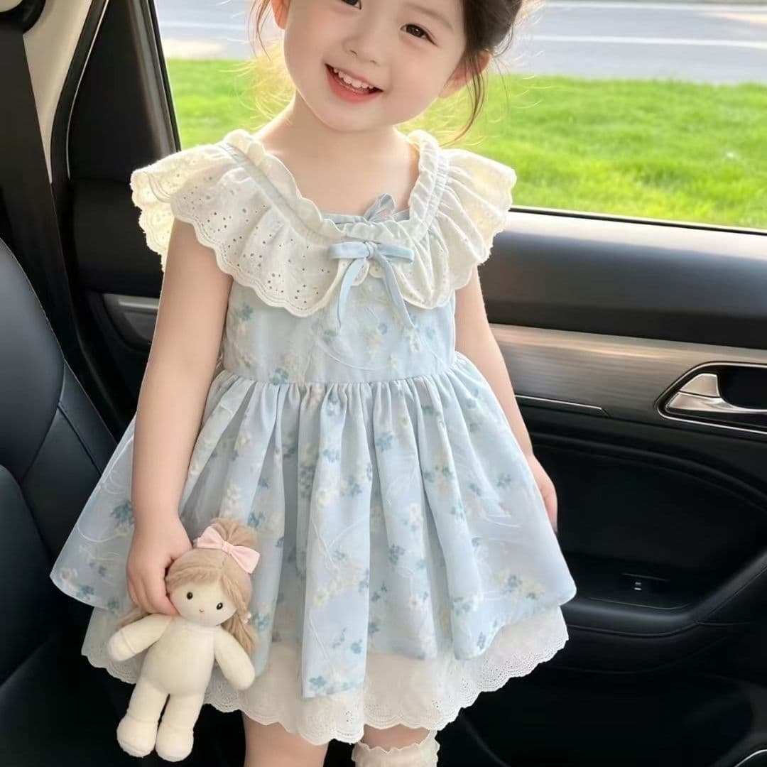 Princess skirt girls 2026 new style summer style blue lace skirt western style holiday trend
