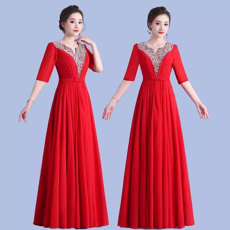 New Velvet Choir Performance Dress for Women, Long Gown for Adults, Students, Middle-aged and Elderly, Competition Recital Performance Gown