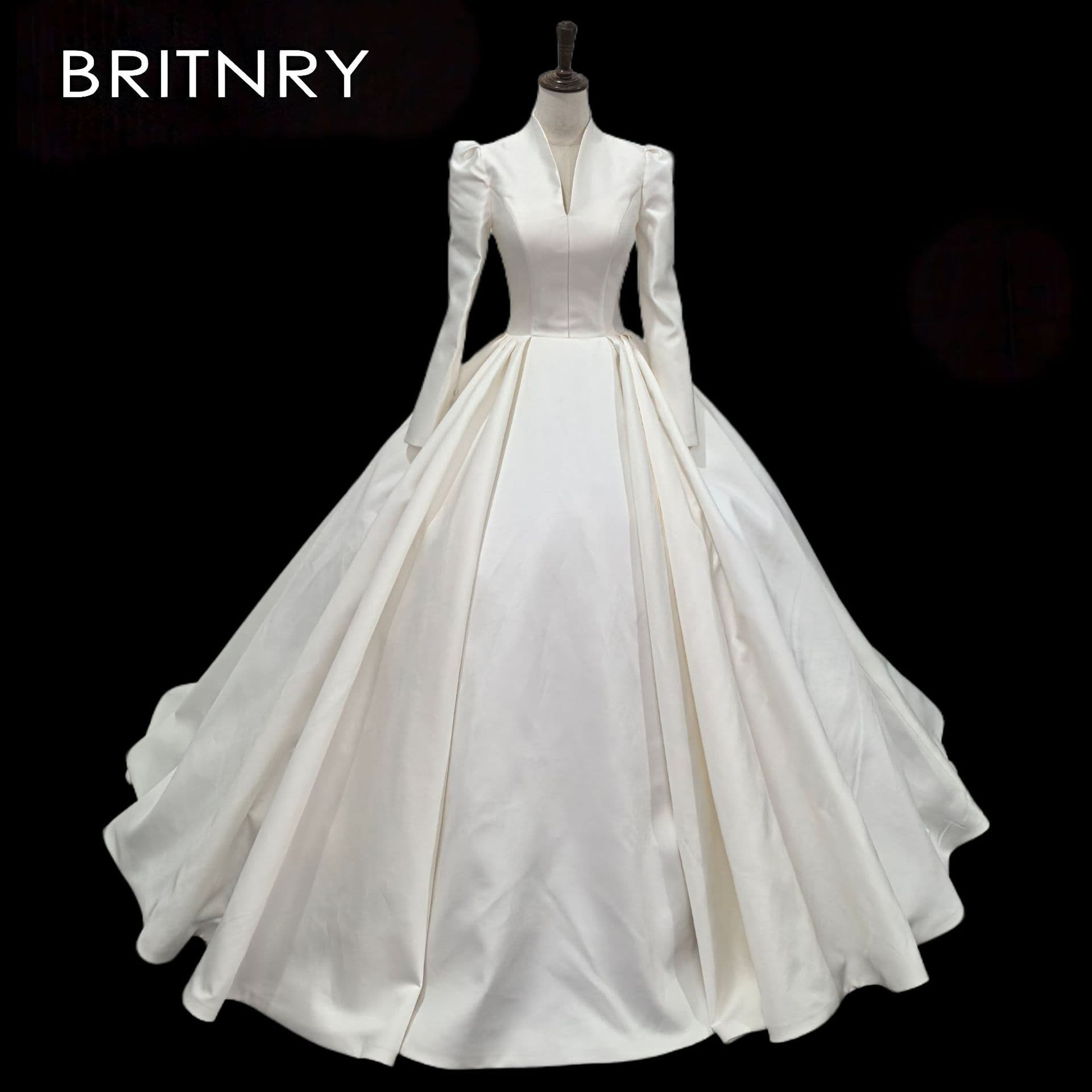 Vintage High-End Long Sleeve Satin Wedding Dress 2026 New Gown Luxury Ball Gown Elegant Wedding Gown
