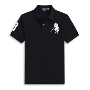Ralph Lauren Summer Classic Pony Embroidered Polo Shirt for Men, Casual Short Sleeve, Pure Cotton, Solid Color, Relaxed Fit, Plus Size