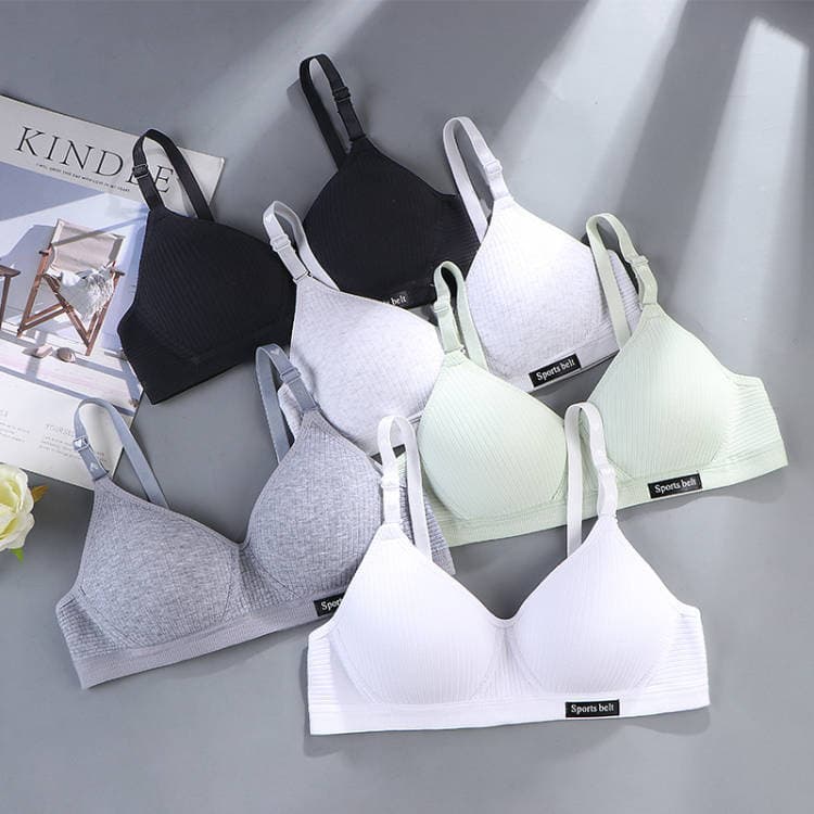 Pure cotton underwear for girls, high school students, Korean version, no rims, ab cup bra, small breasts, thin section, push-up anti-sagging summer