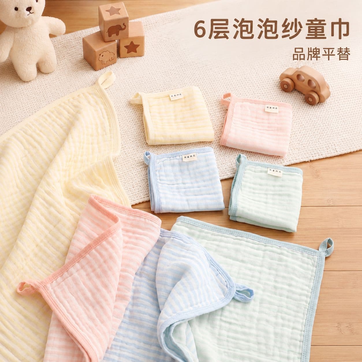 Bamboo Cotton Gauze Class A Children's Towel, Absorbent Non-Shedding, Baby Home Face Towel, Baby Face and Bath Towel