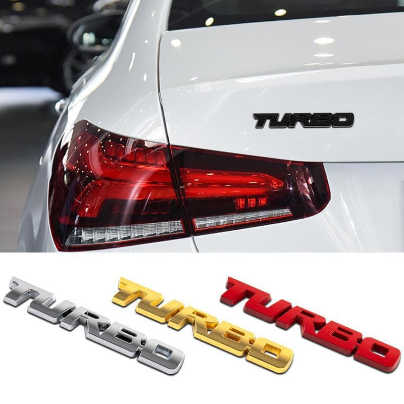 Large and Small TURBO Car Decal Sticker Sport Badge Metal Trunk Emblem Turbocharged Personality Car Sticker