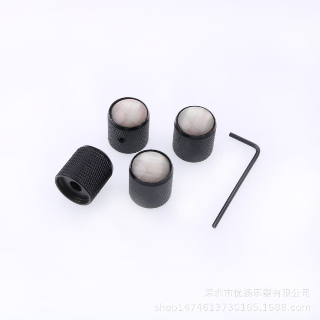 Inlaid Mother-of-Pearl Knob for Electric Guitar and Bass, Volume Tone Potentiometer Knob with Hole, Metal Knob with Wrench