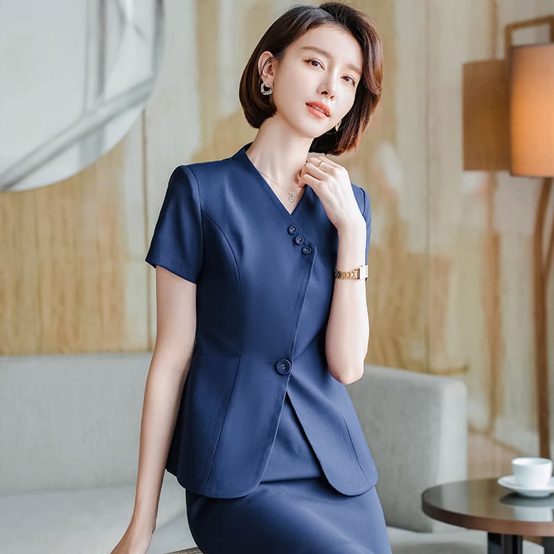 Jewelry Store Workwear Women Summer Professional Suit Short Sleeve Hotel Manager Formal Wear Beauty Salon Sales Office Uniform