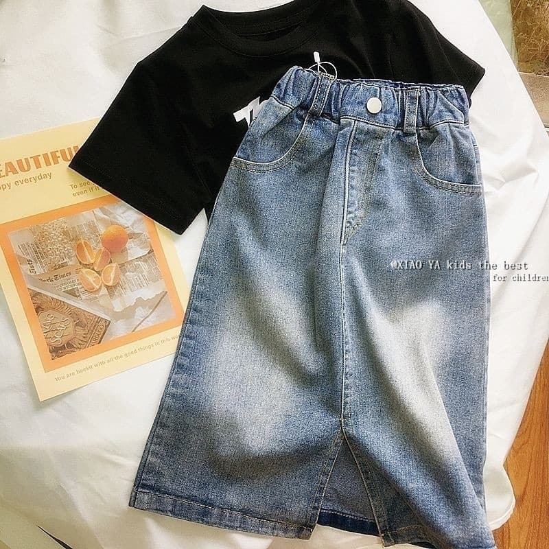 Denim Skirt for Kids, Girls Half-Length Skirt Summer, Long Skirt for Children, Trendy Princess Dress for Girls Spring/Autumn