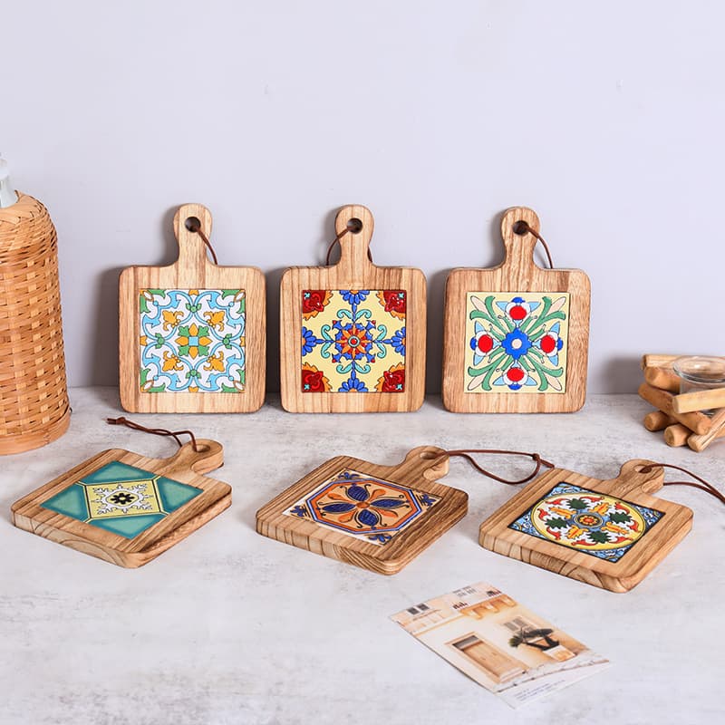 Vintage Insulation Mat Tile Pot Holder Wooden Plate Cup Coaster Solid Wood Placemat Soup Pot Mat Casserole Wooden Mat
