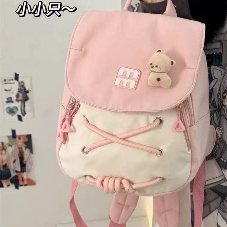 Cute girl backpack, Instagram style, compact backpack, lightweight commuter bag, college student travel Japanese style small schoolbag for girls