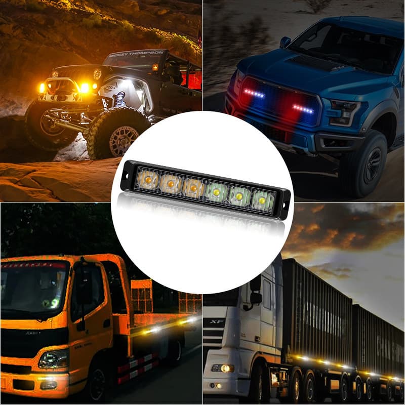 New High-Power 6LED Strobe Light Truck Side Light Car Flashing Light Grille Warning Light 12-24V