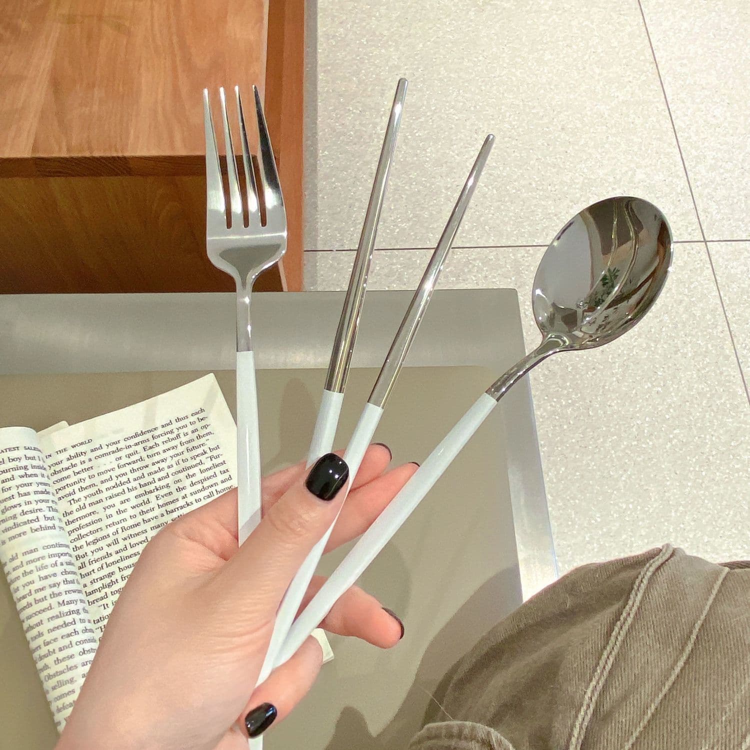 Stainless Steel Chopsticks, Spoon, Fork Set (3-Piece), Student Single-person Use Portable Utensil Box Storage Case