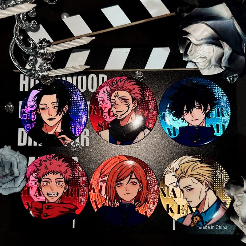 Jujutsu Kaisen Doujin Reflective Badge Gojo Satoru Fushiguro Megumi Sukuna Yuta Nanami Yuji Double Flash Badge Merch