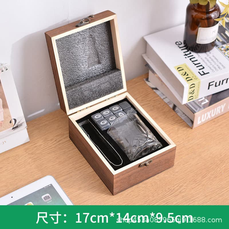 New Whiskey Glass Packaging Wooden Box Ice Wine Stones Wooden Gift Box Whiskey Set Gift Box Glass Storage