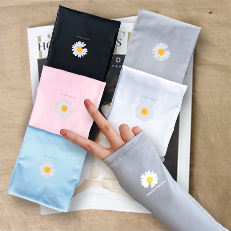 Daisy Pattern Ice Sleeves Sun Protection Sleeves for Women, Outdoor Riding UV Protection Arm Protection Mosquito Repellent Cool Sleeves Factory Direct