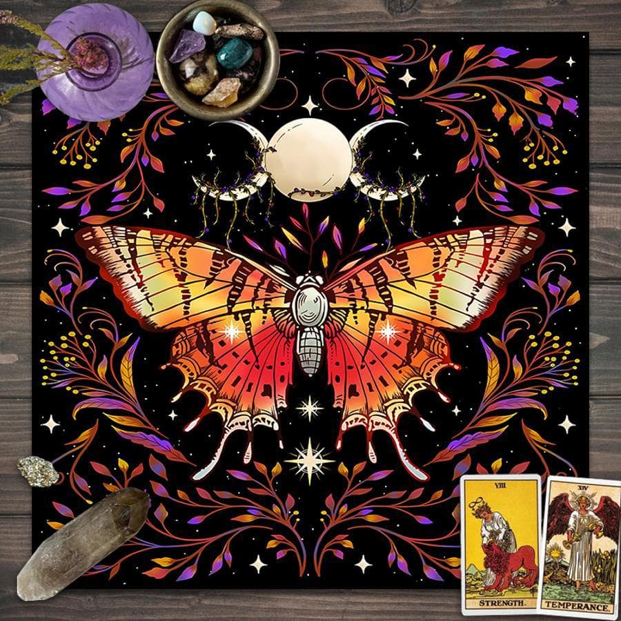 Butterfly tarot card tablecloth tarot card mat black oracle mat tarot card tablecloth custom ins
