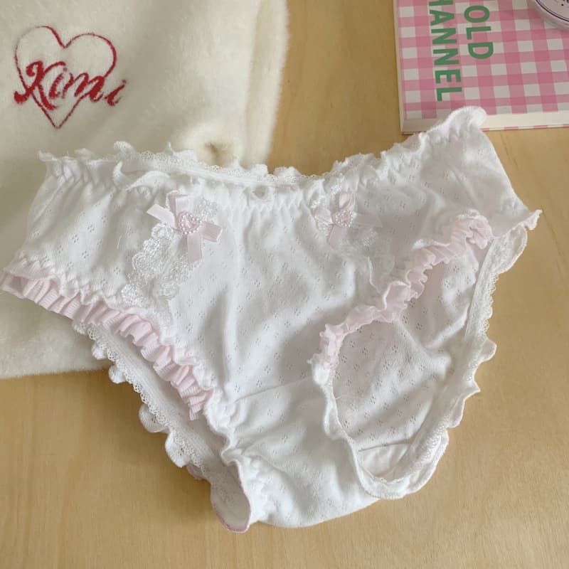 New Style Underwear Small Fresh Girl Cute Curled French Underwear Palace Romantic Cotton Triangle Low Waist Underwear
