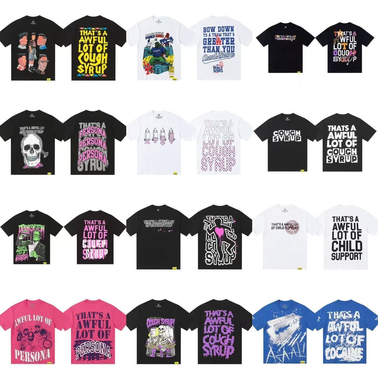 Cross-border wholesale trendy brand THAT'S A AWFUL LOT OF COUGHSYRUP short sleeve American-style T-shirt for men and women