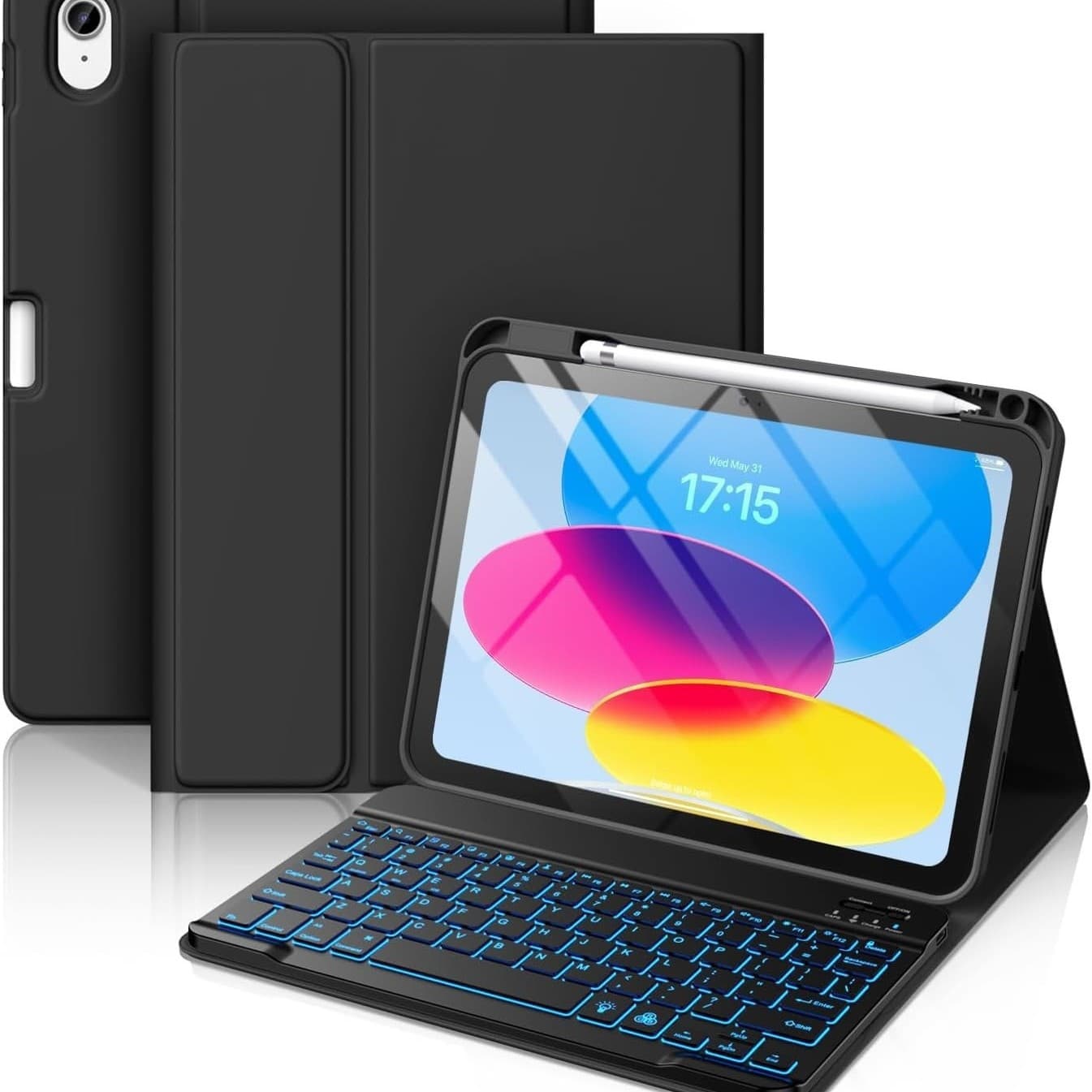 Cross-border iPad A16 Case 10.2 Bluetooth Keyboard Pro 11 Shell 110th Generation Backlit Magnetic Pen Slot Case