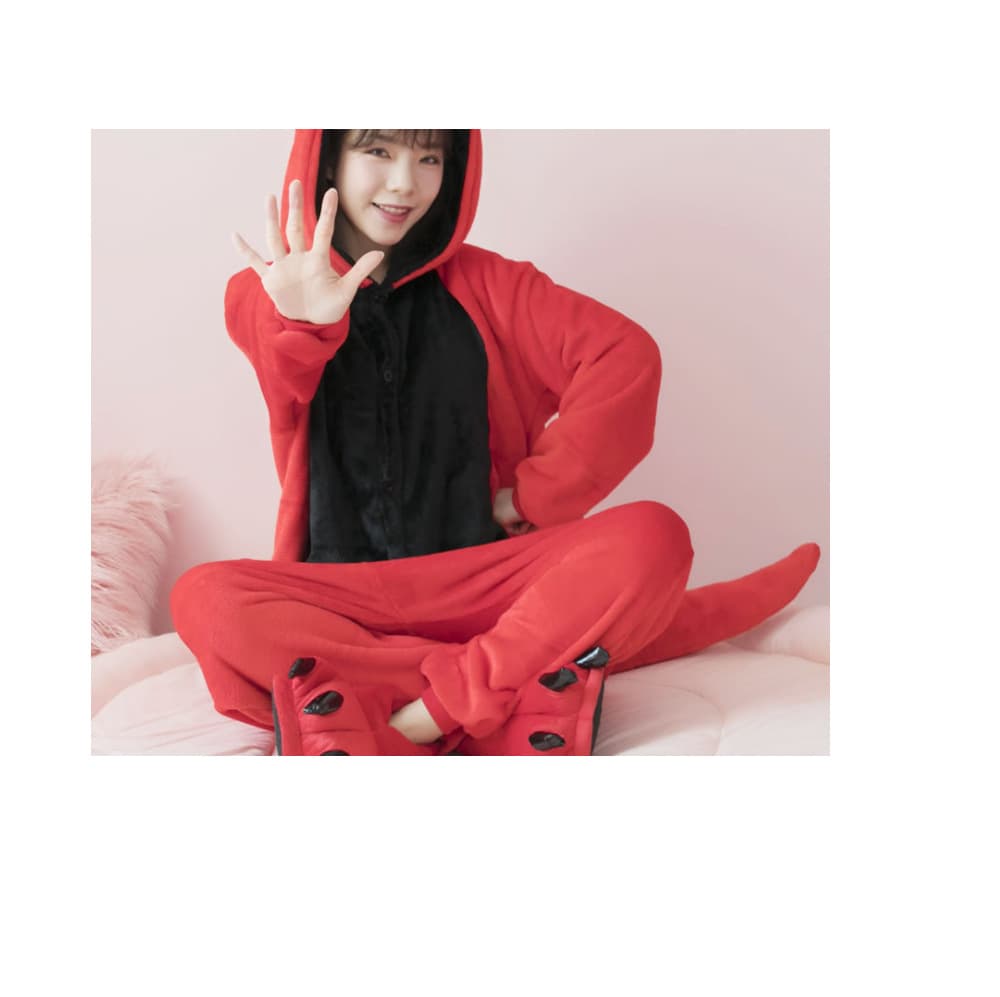 Flannel Cartoon Animal Onesie Pajamas Rabbit Panda Penguin Dinosaur Giraffe Couple Pajamas