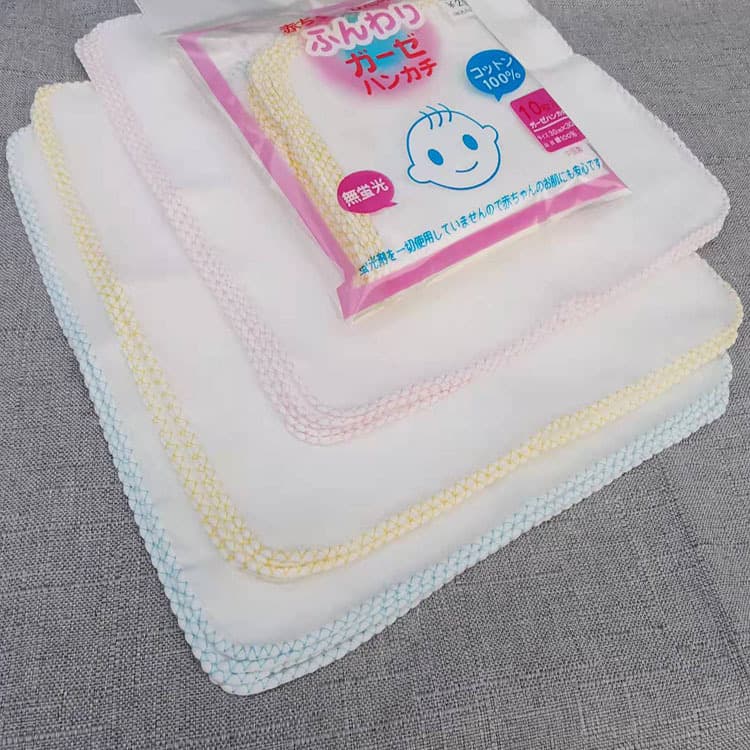 Nishimatsuya High-Density 10-Pack Double-Layer Gauze Handkerchiefs, Soft and Comfortable Cotton Baby Drool Bibs and Small Towels