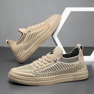 Cross-border Men's Casual Shoes 2026 New Slip-on Loafer Shoes Men's Breathable Knitted Mesh Men's Casual Shoes