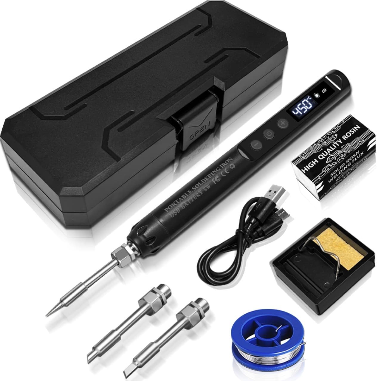 USB Smart Adjustable Temperature Soldering Iron Type-C Interface Mini Soldering Iron Kit with Intelligent Temperature Control