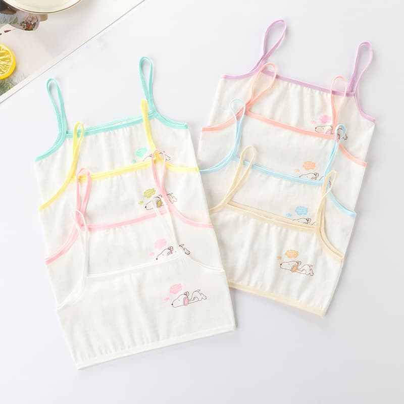 Girls' Cotton Breathable Training Bra for Ages 8-12, Teen Development, Racerback, Wire-Free, Cartoon Design