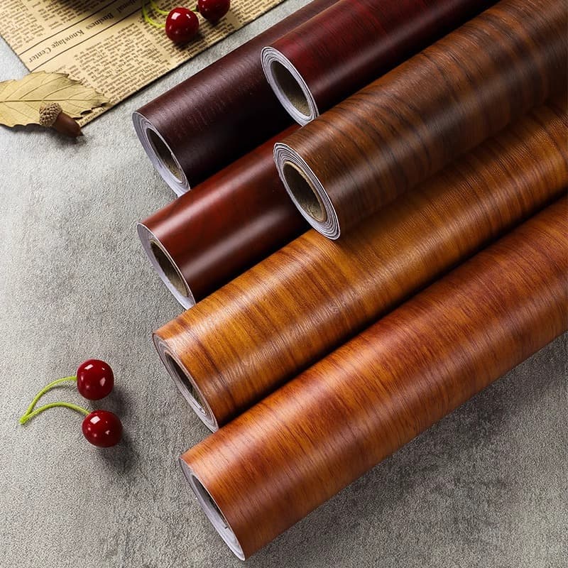 Wood Grain Sticker Self-Adhesive Faux Wood Wallpaper for Desk Wardrobe Door Furniture Renovation Color Change Film