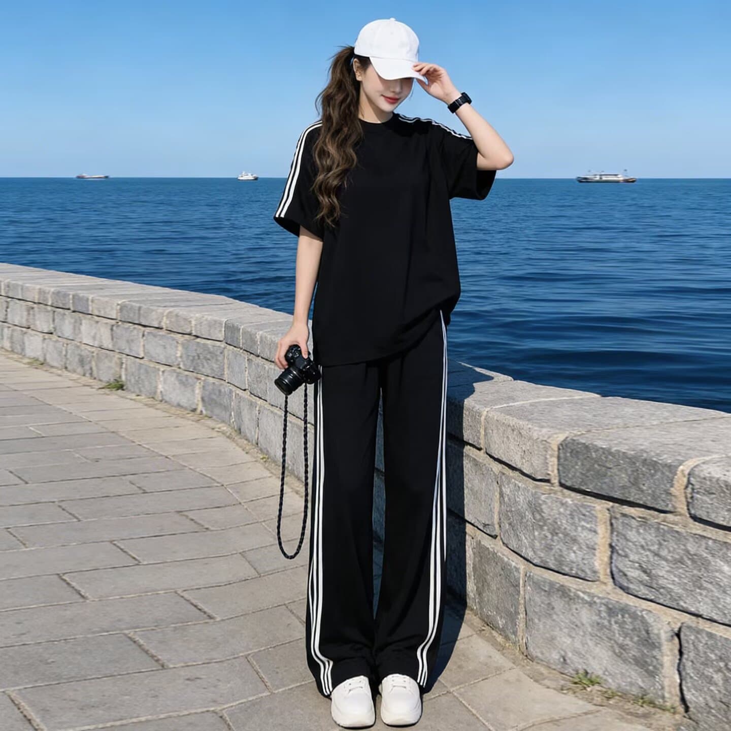 Sports Suit Men and Women Summer 2026 New Running Quick-Dry Casual Loose Fitness Three-Stripe Sportswear