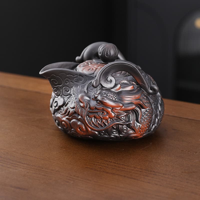 Retro Purple Clay Teapot Single Pot Hand-grip Brewing Pot, High-end Gongfu Tea Set, Purple Sand Teacup Gift Souvenir