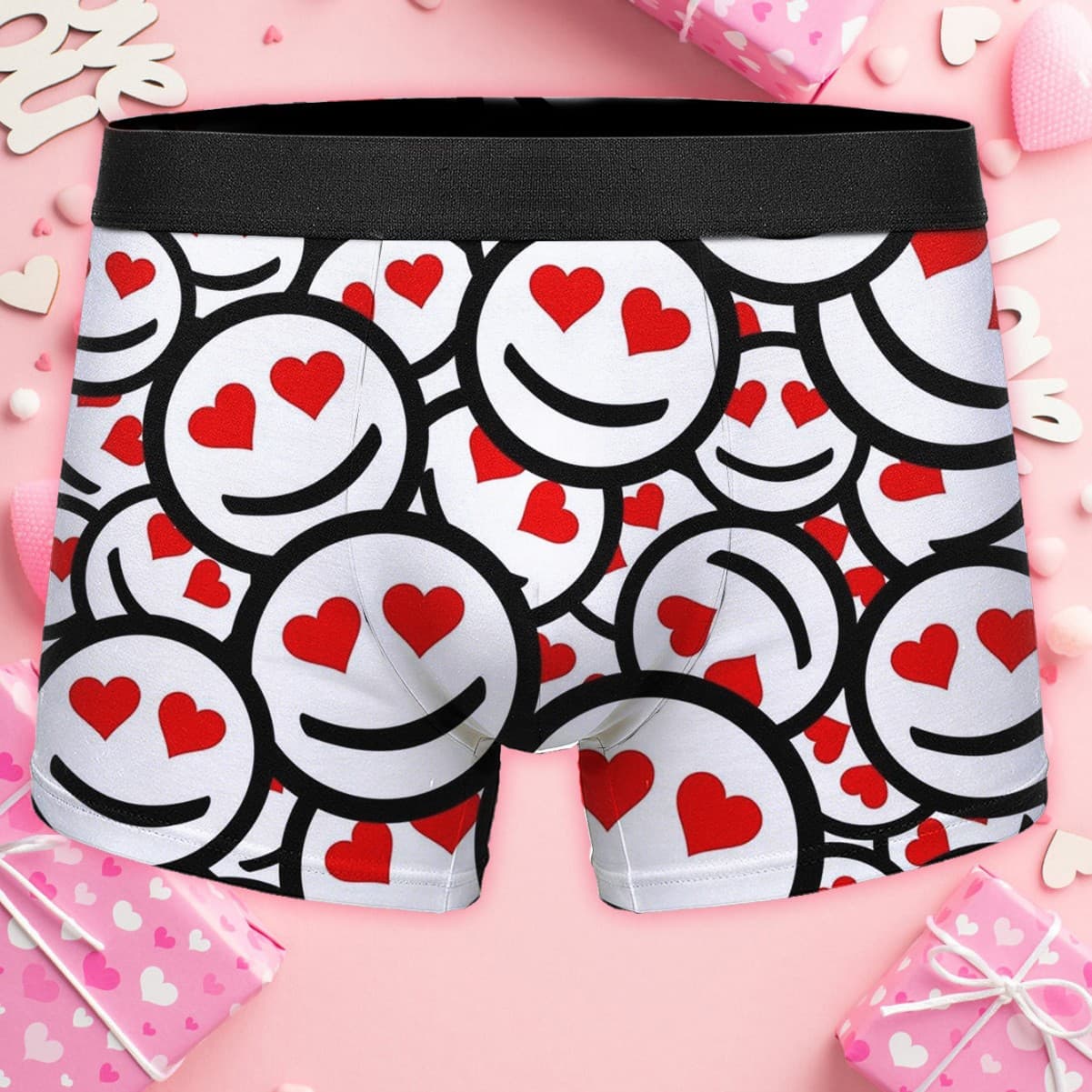 Cross-Border Temu, AliExpress, Amazon Printed Care Label Men's Boxer Briefs, European and American Plus Size, Short Boxer Briefs