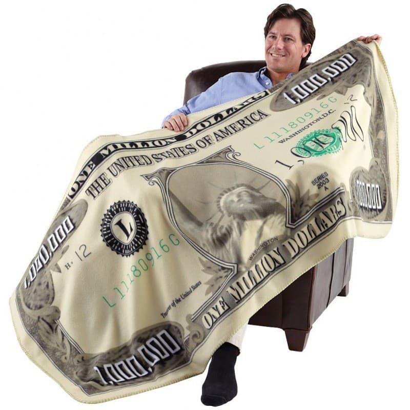 Million Dollar Novelty Blanket Flannel Funny Money Ultra Soft Sofa Throw