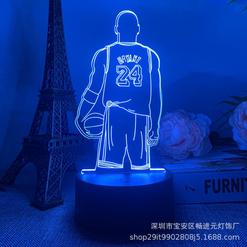 Cross-border supply 3D night light Kobe Bryant basketball creative USB black touch colorful remote control LED gift bedside lamp