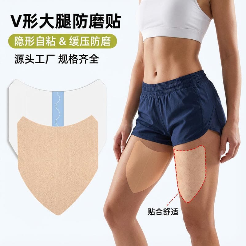 Wholesale Elastic Fabric V-Shaped Thigh Patch, Invisible Sweat-Proof Anti-Chafing Leg Protector, Pressure Relief, Multi-Purpose Thigh V-Patch