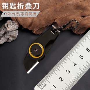 Folding Knife Keychain Mini Knife Express Portable Small Knife Black Chain Pendant Knife