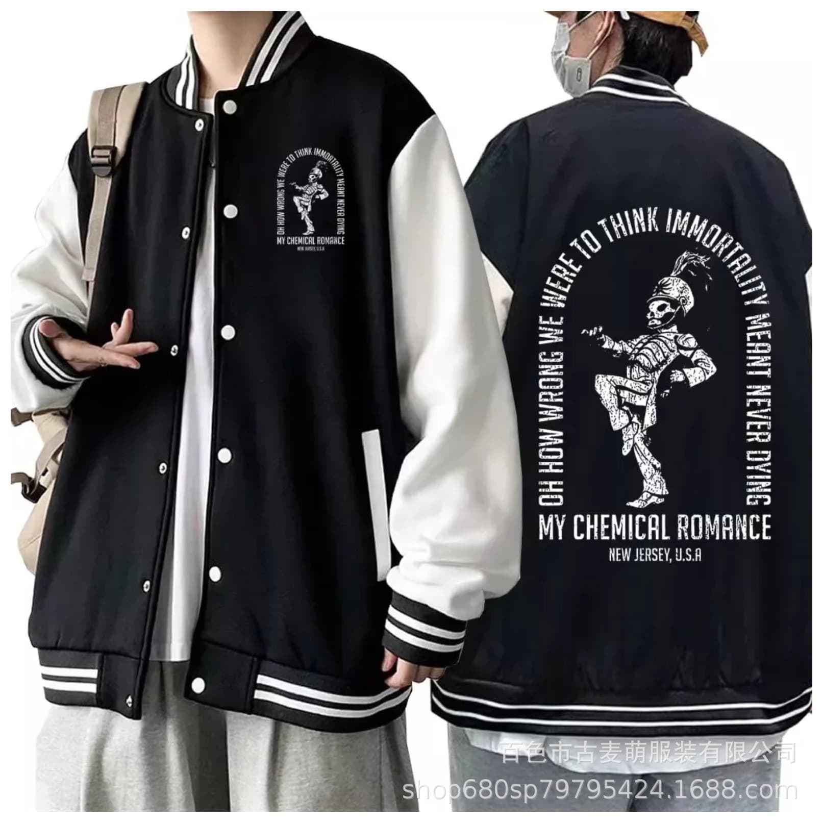 Amazon New Style Casual Men's Black Wide-Fit Cardigan Button 2D Heat-Print Baseball Jacket Drop Shipping