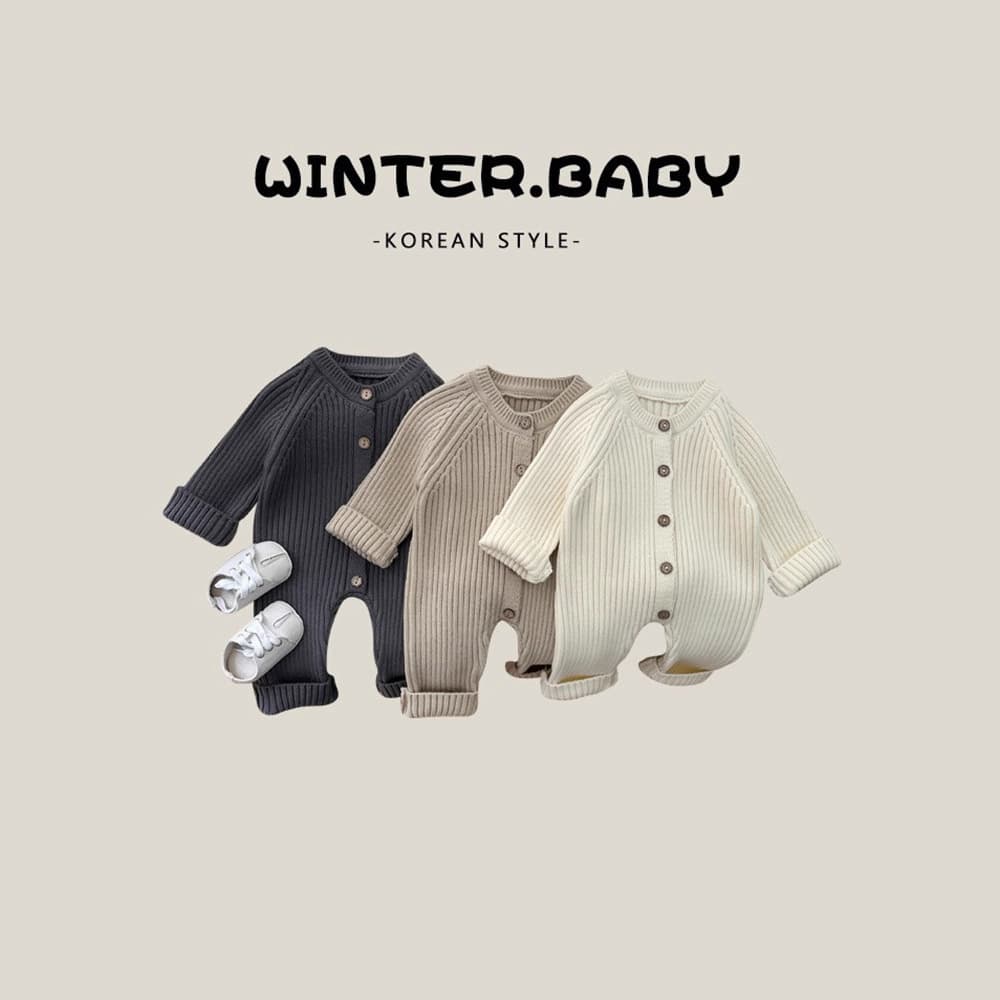 Korean style baby jumpsuit, spring and autumn clothing for male and female babies, solid color knitted crawling clothing, newborn autumn sweater and hoodie