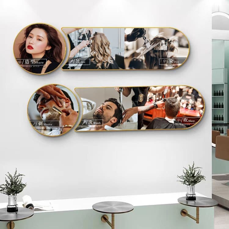 Hair Salon Background Wall Decorative Painting, Internet Celebrity Hair Salon Hairstyle Promotional Poster, Salon Wall Mural